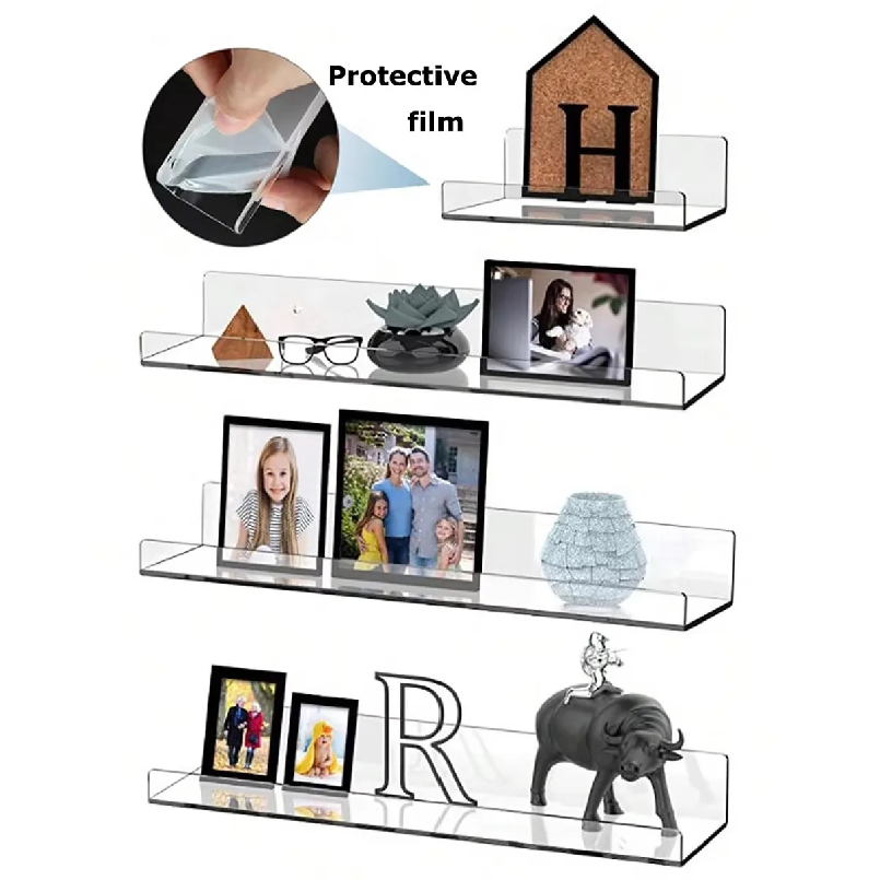 Clear Acrylic Book Stand Holder - Set di 2 Mensole Galleggianti in