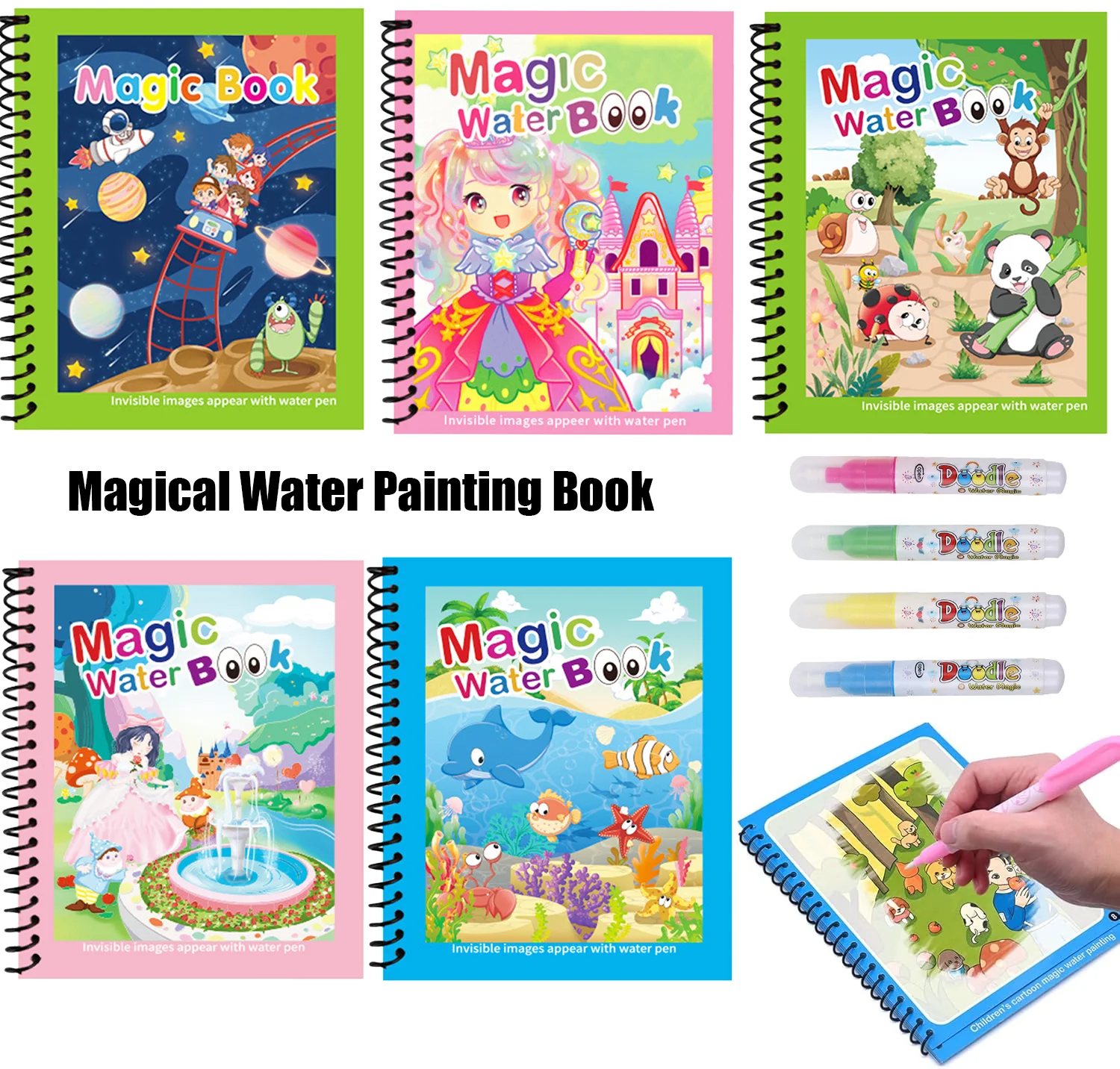 Reusable Water Magic Coloring Book - Libro da colorare riutilizzabile, libro da