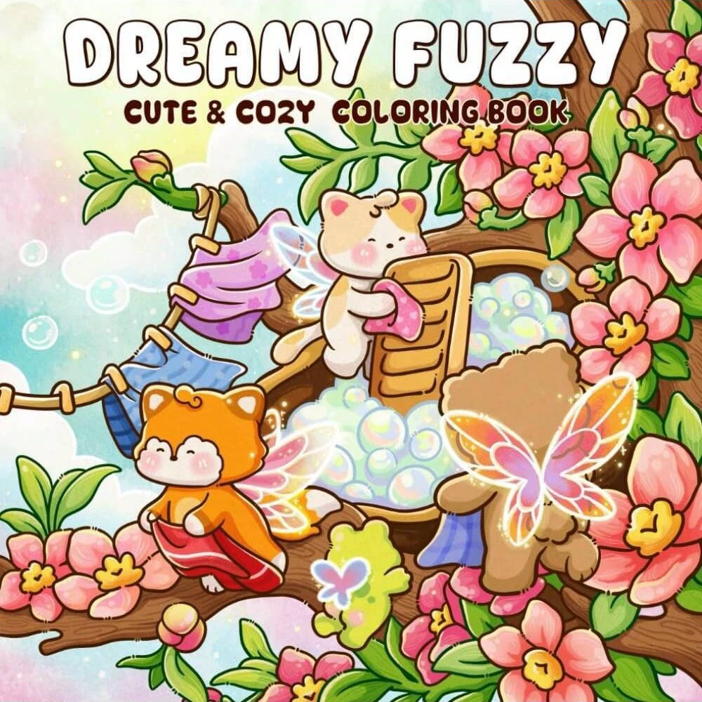 Adult Coloring Book Stress Relief - Libro da colorare Dreamy Fuzzy, carino