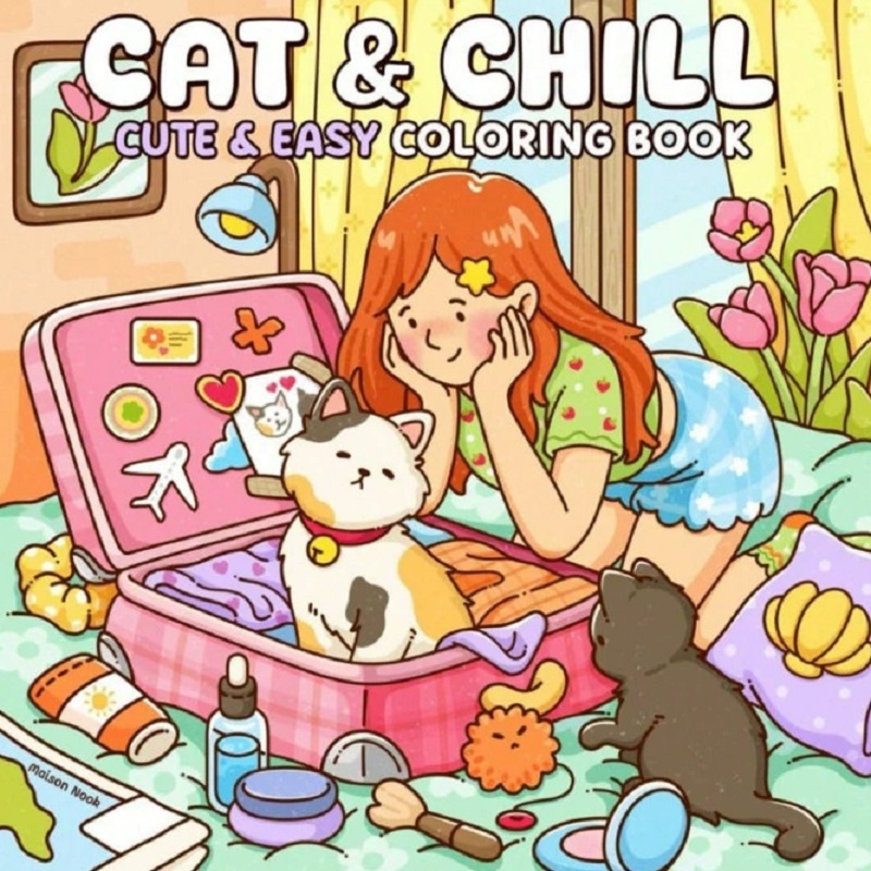 Gatto e ragazza, simpatico lib - Adult Coloring Book Stress Relief recensione e prezzo